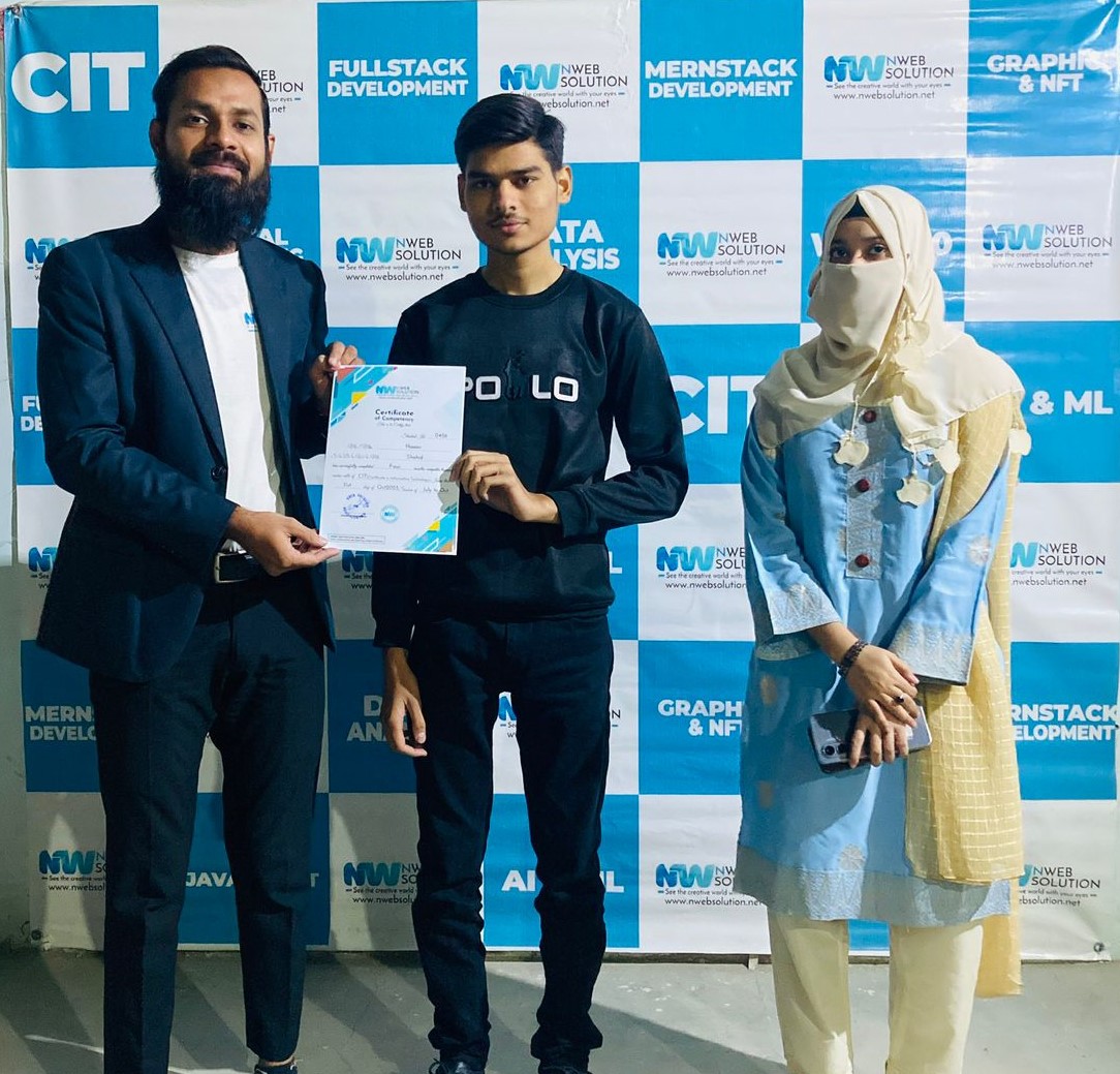 A proud certification ceremony led by Muhammad Bilal Shamshad, CEO of Nweb Solution, recognizing the dedication and achievements of students who successfully completed their professional training programs. At Nweb Solution, we believe in empowering learne